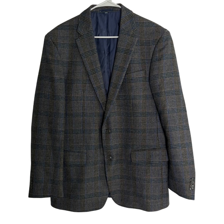 Jos A Bank Wool Plaid Blazer Jacket Sports Coat Men's Size 42 Long